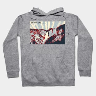 Retro Lower Falls in Yellowstone National Park in red and gray Hoodie